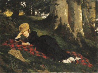 Woman reading in a forest - Gyula Benczúr — artwork view