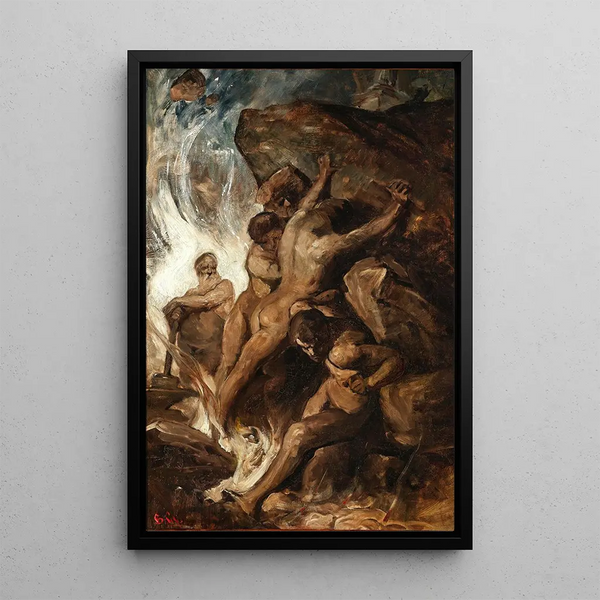 Vulcan in his forge - Gyula von Benczúr — framed artwork on a wall