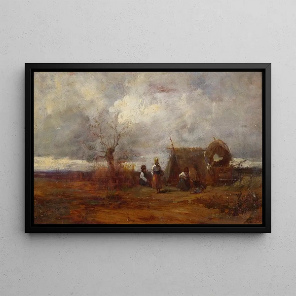 Gypsy Encampment - Géza Mészöly — framed artwork on a wall