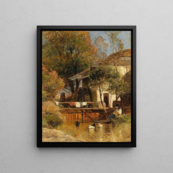 Repos près d'un moulin - Géza Mészöly — framed artwork on a wall