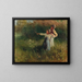 Two boys with a slingshot in the summer meadow - Géza Peske — framed artwork on a wall