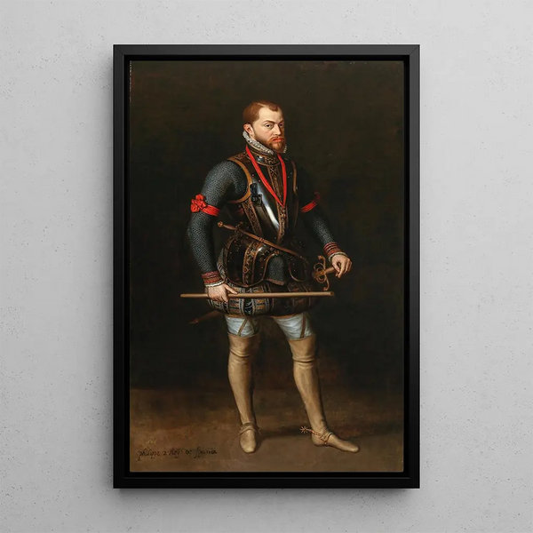 Portrait painting of Philip II of Spain 1527-1598 - Court painter of the Habsburgs — framed artwork on a wall