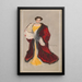 a woman in a yellow dress and red coat - Hamilton King — framed artwork on a wall