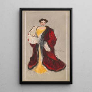 Hamilton King - Woman with yellow dress and red coat.webp