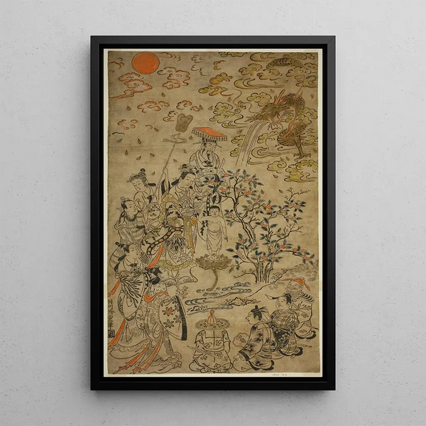 Birth of the Buddha - Hanegawa Chinchō — framed artwork on a wall