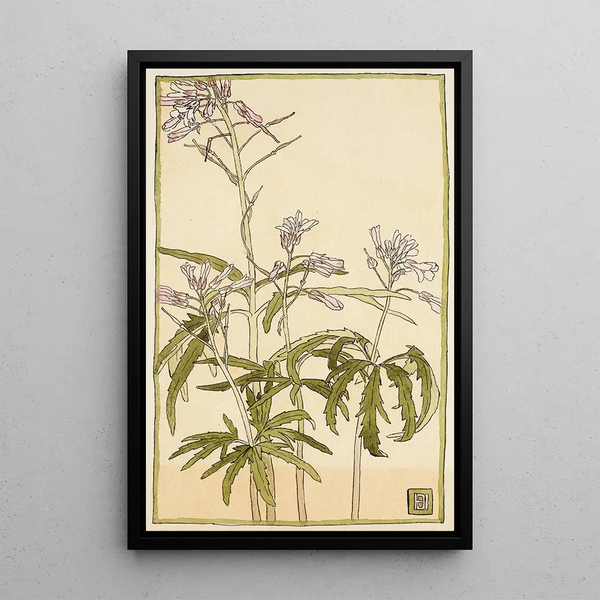 Flowers roses with green spiny leaves - Hannah Borger Overbeck — framed artwork on a wall