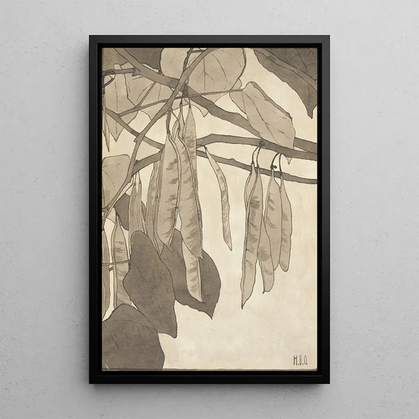 Bourgeon rouge sur fond gris - Hannah Borger Overbeck — framed artwork on a wall