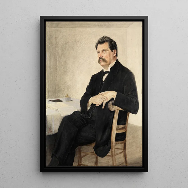 Portrait Painting of Albert Schweitzer - Hans Adolf Bühler — framed artwork on a wall