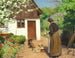 "Les oies sont nourries devant la maison de paysan blanchie à la chaux un jour d'été" by Hans Andersen Brendekilde — artwork view