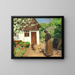 "Les oies sont nourries devant la maison de paysan blanchie à la chaux un jour d'été" by Hans Andersen Brendekilde — framed artwork on a wall