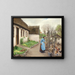 Cows feeding a man in front of a whitewashed farm on an autumn afternoon - Hans Andersen Brendekilde — framed artwork on a wall