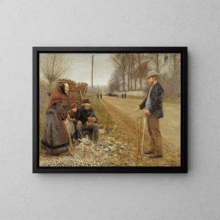 People by the Side of the Road - Hans Andersen Brendekilde — framed artwork on a wall