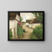 Summer Day in a Village Street with Sunflowers and Red Hollyhocks - Hans Andersen Brendekilde — framed artwork on a wall