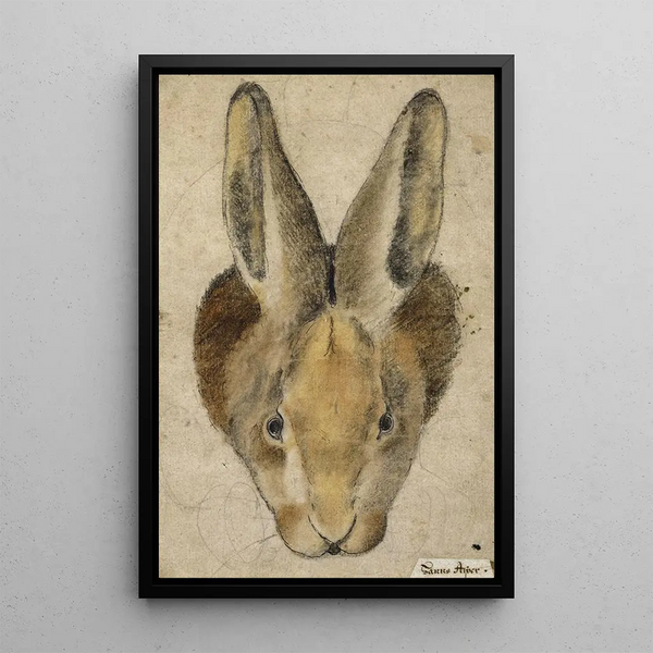 Hare facing forward - Hans Asper — framed artwork on a wall