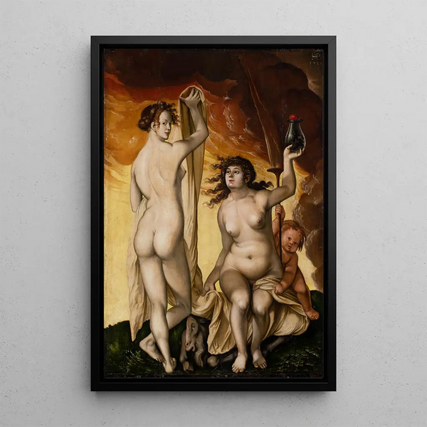 Two Witches - Hans Baldung — framed artwork on a wall