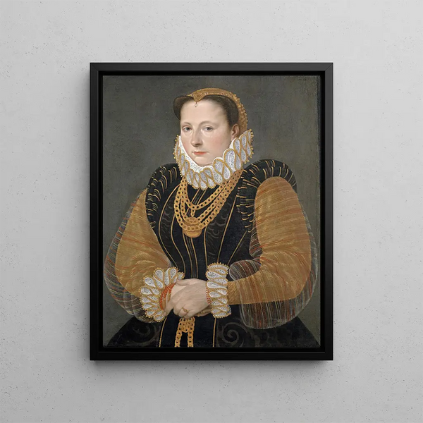 Portrait Painting of Eva Truchsess von Rheinfelden - Hans Bock l'Ancien — framed artwork on a wall