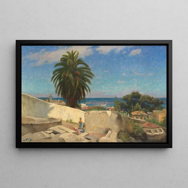 View of Puerto Orotava, Tenerife - Hans Bohrdt — framed artwork on a wall