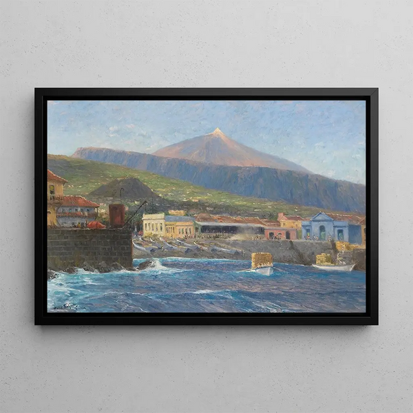 View from the sea on Pozo de Martianez Puerto Orotava Tenerife - Hans Bohrdt — framed artwork on a wall
