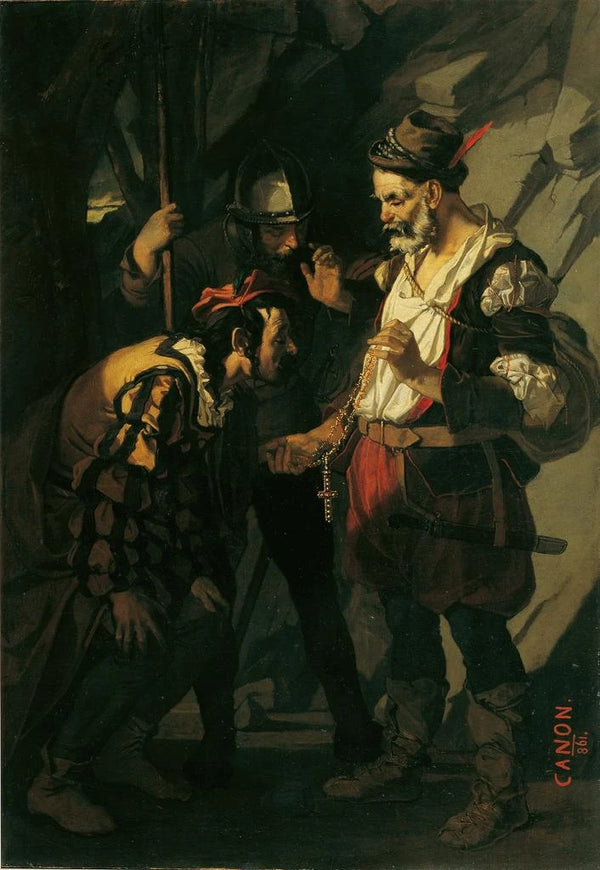 Brigands des Abruzzes partageant le butin - Hans Canon — framed artwork on a wall