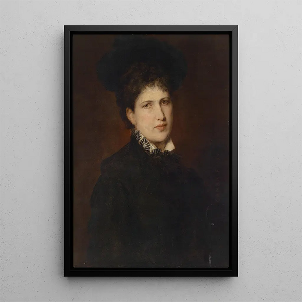 Portrait of a Woman with Hat - Hans Canon — framed artwork on a wall