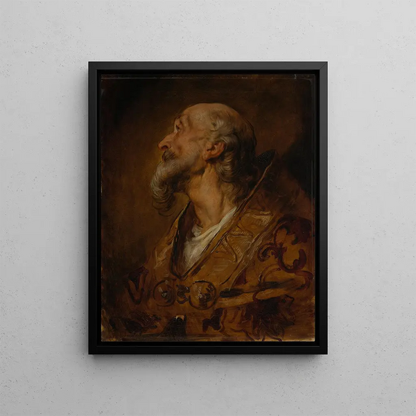Portrait bust painting of a bishop - Hans Canon — framed artwork on a wall