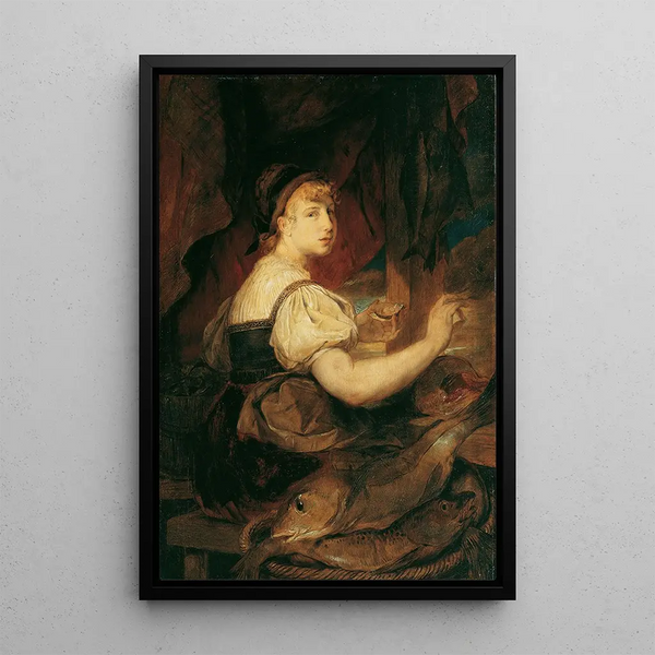 Fishmonger's Woman - Hans Canon — framed artwork on a wall