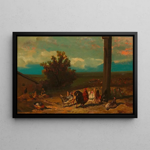 Farmyard - Hans Canon — framed artwork on a wall