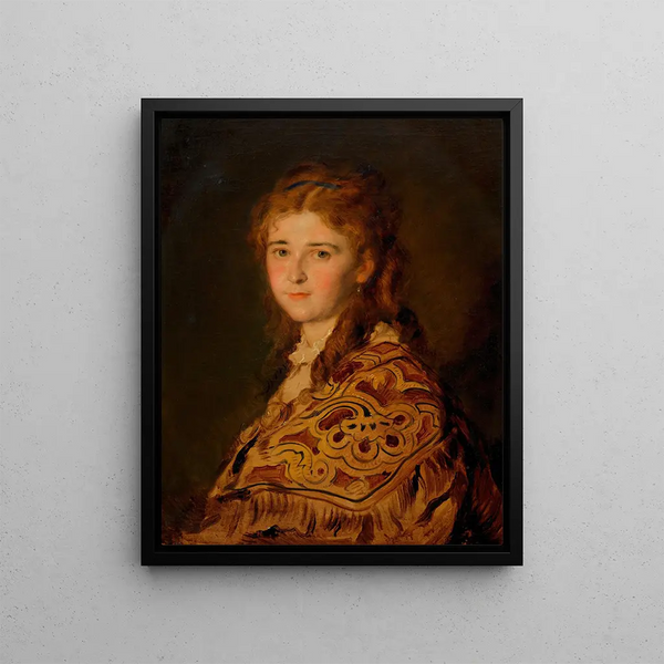 Young woman with a Turkish scarf - Hans Canon — framed artwork on a wall