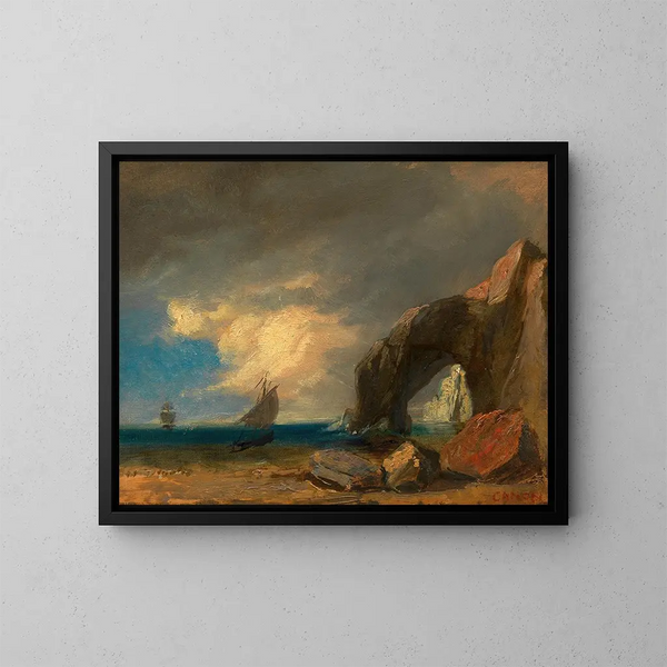 Study of the sea with fishing boats - Hans Canon — framed artwork on a wall