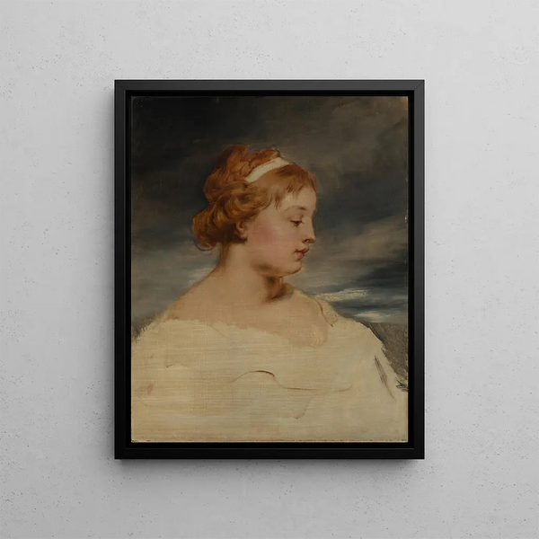 Portrait of a Girl - Hans Canon — framed artwork on a wall