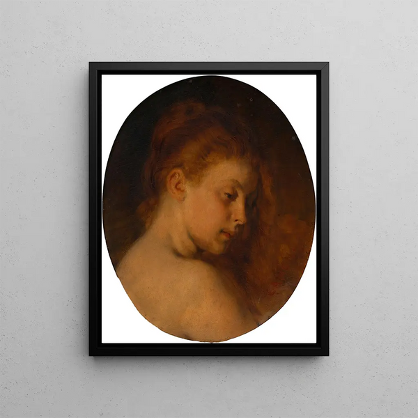 Repetition of the female study head after the bath - Hans Canon — framed artwork on a wall