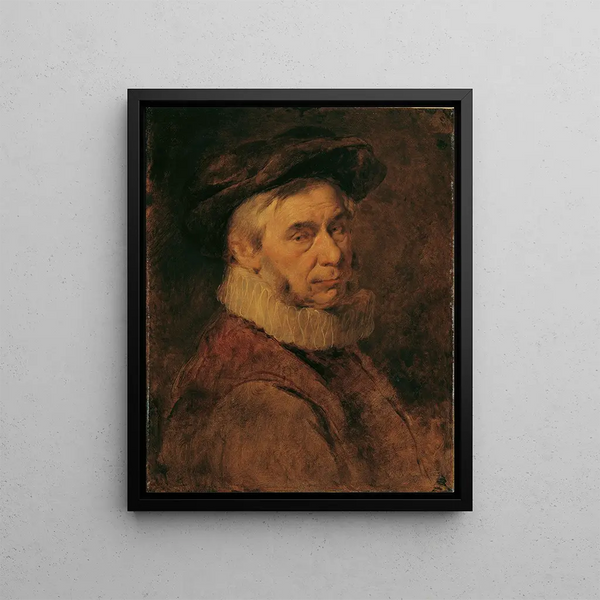 an elderly man with a ruffled collar and a beard - Hans Canon — framed artwork on a wall