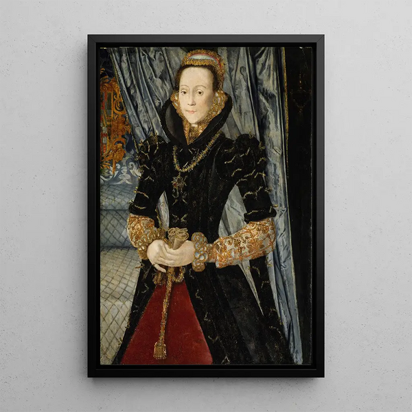 Portrait of a lady from the Wentworth family, probably Jane Cheyne - Hans Eworth — framed artwork on a wall