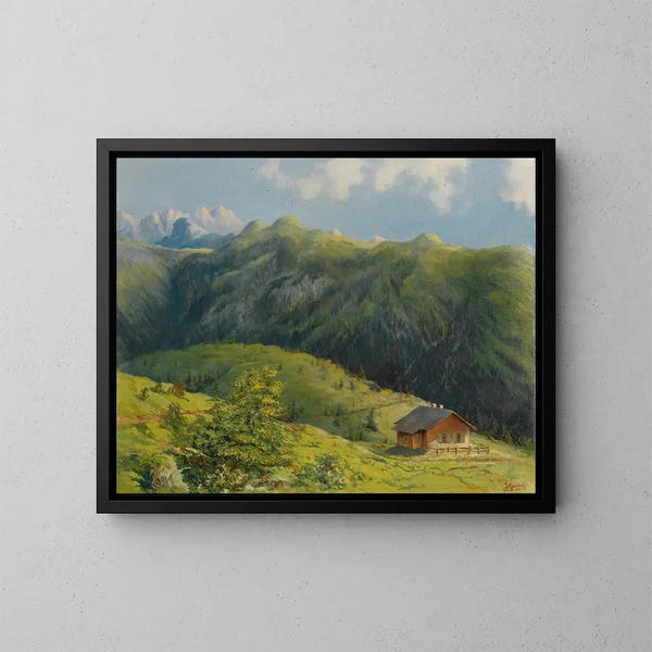 The hunting lodge of Saas in Liechtenstein - Hans Gantner — framed artwork on a wall