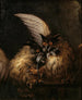 Two owls fighting over a rat - Hans Georg Müller — artwork view