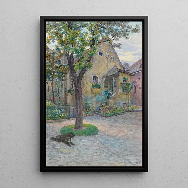 Cour dans le château d'Amerling - Hans Götzinger — framed artwork on a wall