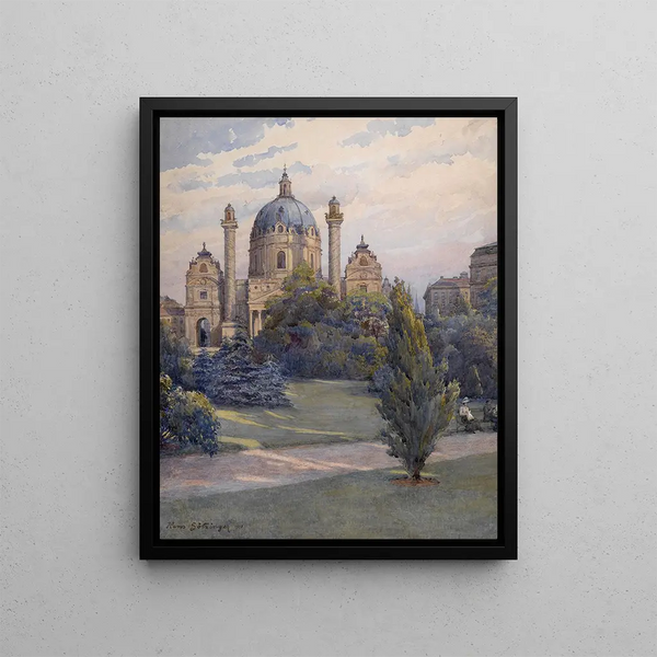 Karlsplatz and Karlskirche - Hans Götzinger — framed artwork on a wall