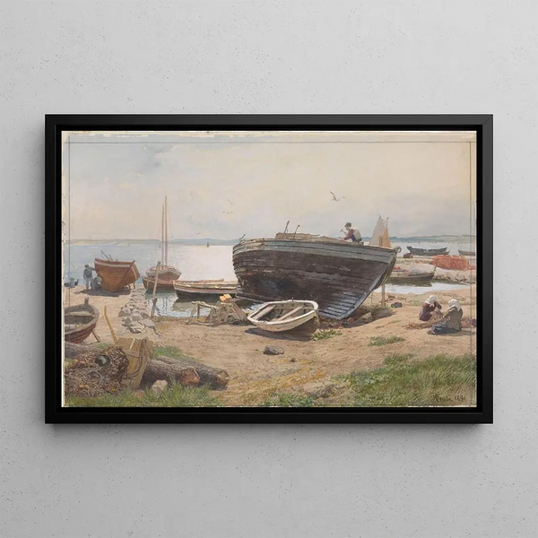 a Baltic Sea port - Hans Gude — framed artwork on a wall