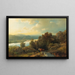 Landscape painting by the lake - Hans Gude — framed artwork on a wall