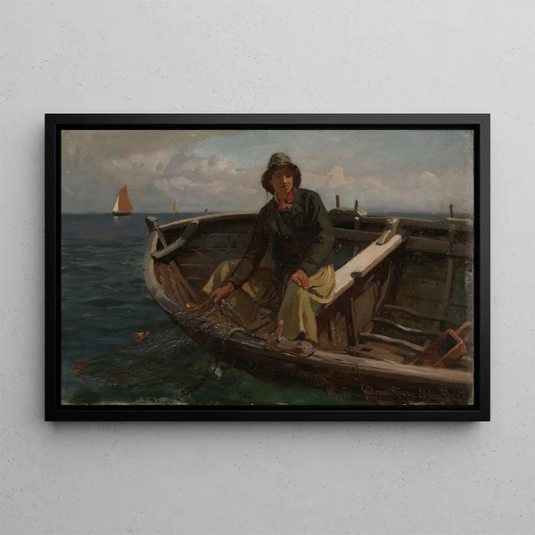Fisherman of Rügen - Hans Gude — framed artwork on a wall