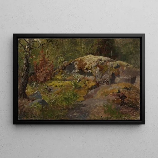 Sun of the Forest - Hans Gude — framed artwork on a wall