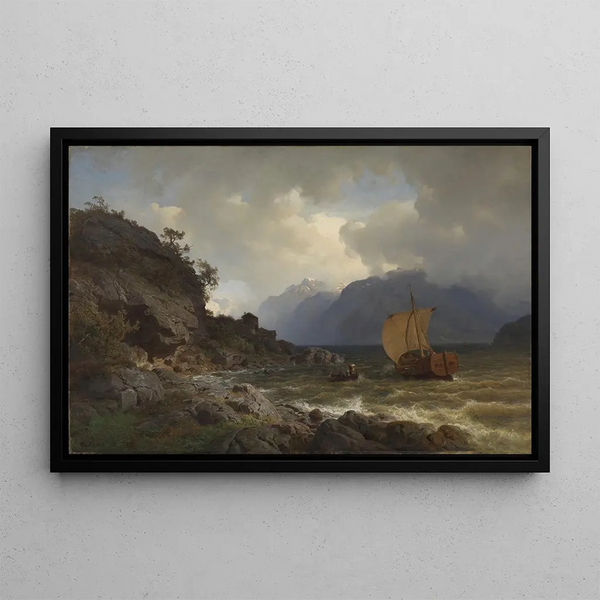 from the west coast of Norway - Hans Gude — framed artwork on a wall