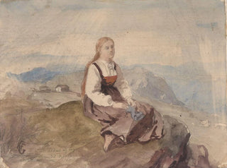 Girl in a Mountain Landscape - Hans Gude — artwork view