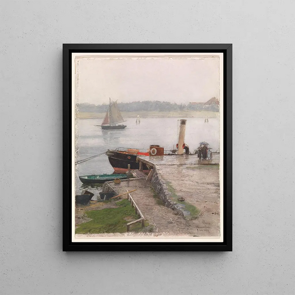 Jetée de Trovemünde - Hans Gude — framed artwork on a wall