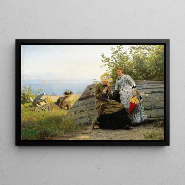 Ladies in the Sun - Hans Gude — framed artwork on a wall