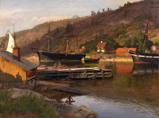 Quai de débarquement Husvik Drøbak - Hans Gude — artwork view