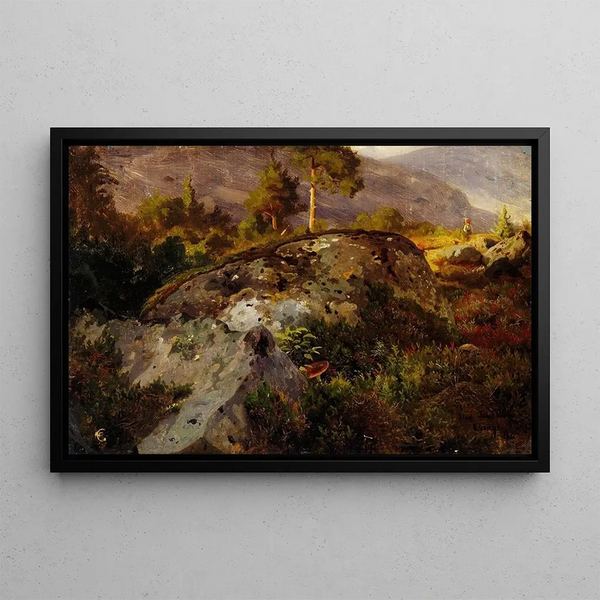 Landscape Study Painting of Vågå - Hans Gude — framed artwork on a wall