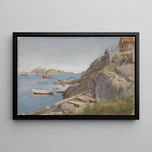 Landscape near Stavern - Hans Gude — framed artwork on a wall