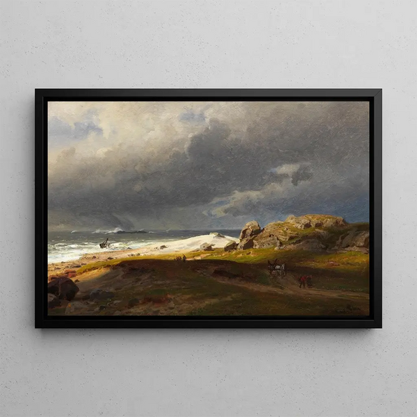 Coastal Landscape Painting - Hans Gude — framed artwork on a wall