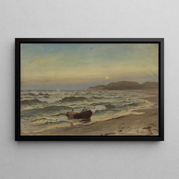 Storm at Rügen - Hans Gude — framed artwork on a wall